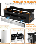 Griddle Caddy for Blackstone Griddles 36 Inch 28 Inch 22 Inch and 17 Inch Prep Cart Space Saving BBQ Accessories Organizer with Magnetic Tool Holder and Paper Towel Rack, featuring durable carbon steel design.