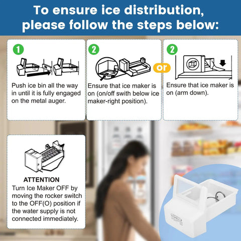 Upgraded WPW10558423 Ice Maker Replacement For Kenmore Maytag Amana IKEA Refrigerators Built To Last And Ready For Everyday Use Includes Ice Maker And Compatibility Guide For Six Point Three Inch Bucket WPW10558424 setup guide