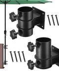 Heavy Duty Patio Umbrella Mount 2 Pack For Deck Railing Corner Clamp Flat Mount Outdoor Umbrella Holder Fits 1.3 To 2.1 Inch Poles Iron