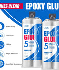 Front view of 5 Minute Quick Cure Epoxy Glue For Tile Metal Ceramics Plastic And Wood Diy Friendly, 2 Part Clear Resin Adhesive, 3.5oz.