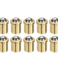 Top Shelf Brass Ball Spring Plungers Ten Pack Four By Five Millimeters arranged in a row, showcasing durable brass construction.
