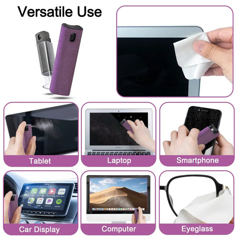 2 Pack Screen Cleaner Kit For Laptops Phones Tablets And Cars With 10ml Spray Dual Cleaning Sprays Microfiber Cloth On Face