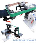 Heavy Duty 71 Inch Variable Speed Belt Sander Grinder That Slays Rough Stock Saves You Hours With Three Quick Swap Wheels For Knife Sharpening And Surface Polish Fits Vertical Or Horizontal Rig, showing adjustable angle and motor.