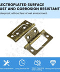 Rock Solid 4 Pack Non Mortise Door Hinges Bronze Finish Heavy Duty Bifold Cabinet Hardware with waterproof electroplated surface.