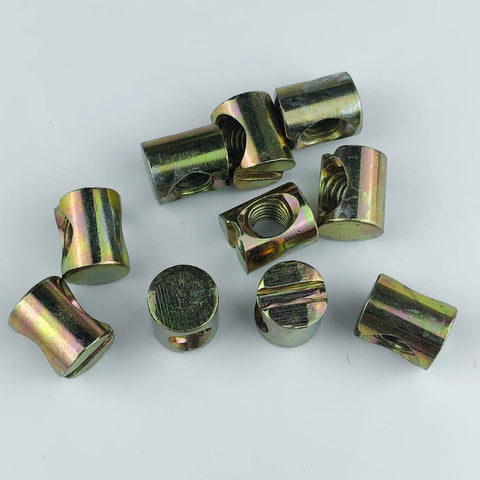 10 Pack M6 Barrel Nuts 10x12mm For M6-1 Bolts Cross Dowels Slotted Nuts Hardware Replacement Kit Zinc Galvanized Carbon Steel