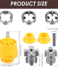 Heavy Duty Pvc Threader Kit With Electric Drill Adapter Including One Half, Three Quarter And One Inch Dies for pipe plumbing works, showing product sizes.