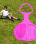 All Terrain Downhill Snow Sled For Snow And Sand Sliding With Handle Large Sledge Toboggan Sleigh Luge For Kids And Adults Dark Pink