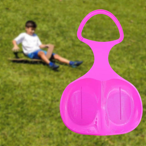 Snow Sled For Kids And Adults, Sturdy Winter Sledding Board With Comfortable Handles, Flexible Bendable PP Build, Dark Pink