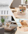 One Hundred Pack Mini Metal Hinges For Jewelry Boxes And Wood Crafts, 19X16 Mm Steel Brackets With 180 Degree Swing, Heavy Hitter Diy Cabinet Fittings Plus Four Hundred Screws with screws and wooden box.