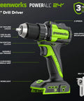 Cordless Brushless Drill And Impact Driver Combo With 400 Inch Pounds And 1950 Inch Pounds Torque 24V Lightweight Workhorse with features labeled
