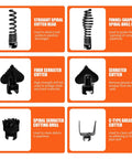 Various drill bits for Heavy Duty Electric Drain Cleaning Machine With Badass Flexible Snake Cable And Complete Accessory Kit.