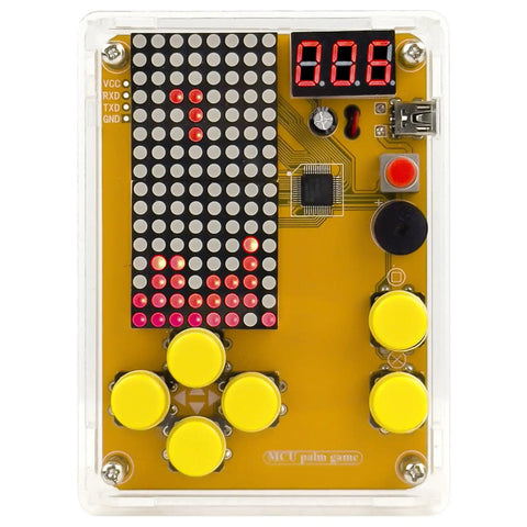 Hands On Soldering Game Kit With Five Retro Classics In An Acrylic Case, USB Cable And Battery Box, Big 12mm Buttons
