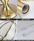 Detailed view of Retro Mushroom Table Lamp With Frosted Glass Shade And Brass Base components, including base and cord.