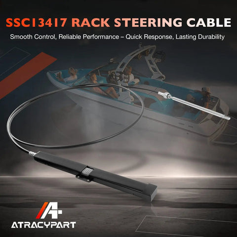 Single Rack And Pinion Mechanical Steering Cable For Boats 17 Ft Back Mount Single Cable shown with sleek helm design