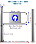 Hella Sturdy Stainless Steel Self Closing Swing Gate For Storefronts With Slick Auto Spring Feature And Reliable One Way Pedestrian Entry For No Sweat Commercial Traffic Management size diagram.