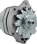 Delco Marine 12V 105 Amp 10SI Three-Wire Alternator Replacement for Volvo Penta Mercruiser Boats, gray metal casing, front view