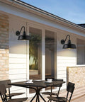 Outdoor Dusk To Dawn Gooseneck Lights Two Pack IP65 Waterproof Rust Resistant on porch wall above table setting
