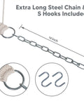 Replacement Hammock for Stand Two Person Backyard Outdoor Use With 475 Lb Capacity Fade Resistant Two Layer Quilted Polyester Fabric And Cushioned Head Pillow Brown Comfortable For Camping And Backyard Chill Great For Two People with extra long steel chain and S hooks, 18 inch length shown.