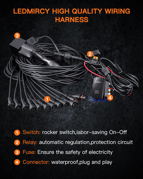 Pure White LED Rock Lights Kit With Rocker Switch Harness 12 High Power Underbody Lights For Trucks ATV UTV SUV Off Road Underglow