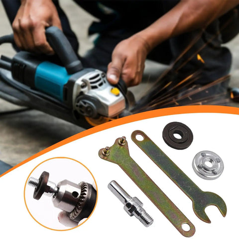 Drill To Angle Polisher Adapter Kit With Arbor And Connecting Rod Set For Polishing Machines Turns Your Drill Into A Spinning Polisher DIY Friendly Pro Grade With Modified Flange Nuts For Quick Tool Conversion shown with components and use