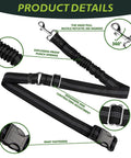 Universal Golf Cart Dog Leash And Pet Safety Harness With Quick Snap Backrest Clip features 360-degree rotating buckle and adjustable straps.