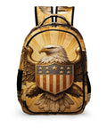 Front view of Star Shield Eagle Relief Printed Unisex Backpack With Large Capacity Built Tough From Durable Polyester.