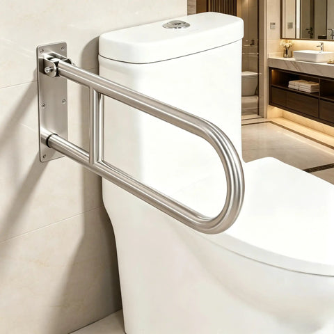Foldable 24 Inch Stainless Steel Grab Bar For Toilet And Shower Wall Mounted Safety Bar 1.25 Inch Diameter near toilet