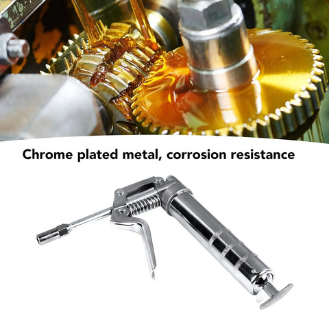120cc Grease Gun Handheld Lubrication Tool with chrome plated metal body for industrial equipment maintenance