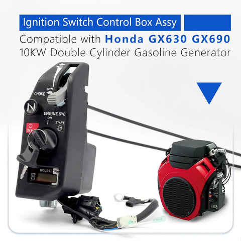 Ignition Switch Control Box Assembly For GX630 GX690 10KW Dual Cylinder Gas Generator with 2 Keys and Throttle Cables