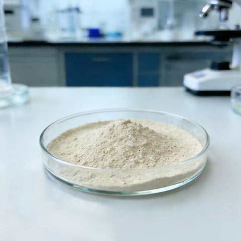 6 Grams Luminol Powder For 16 Oz Solution Lab Grade High Purity Over 99.8 Percent Value Pack For Home Science Experiments And Classroom Demonstrations Great For Home Or Classroom Labs in a petri dish on a lab table.