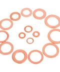 Copper Washer Set With 150 Pieces In 15 Sizes M5 To M17.5, Solid Sump Plug Crush Washers For Oil Drain, Water And Fuel Fittings