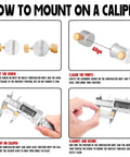 Instructions for mounting Bullet And Headspace Gauge Comparator Kit With Fourteen Inserts And Six Bushings on caliper