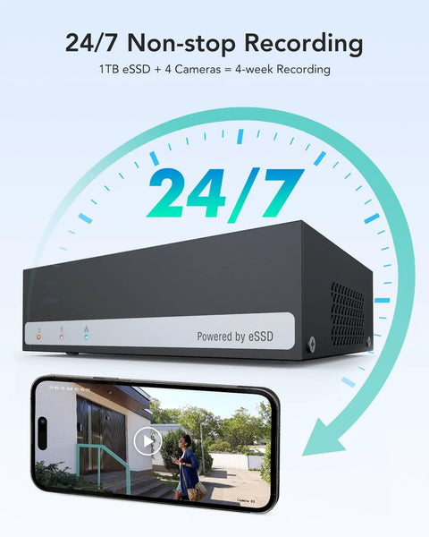 3K Lite 8CH 5 in 1 Hybrid DVR Recorder With 1TB Hard Drive H265 Plus AI Motion Detection with 24/7 recording feature