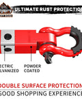 Beefed Up Tow Hitch Receiver 2 Inch Ultra Heavy Duty With 45,000 Lb Break Strength Shackle Kit, red, powder coated, electro-galvanized