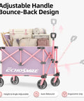 Lightweight Collapsible Wagon Cart for Grocery Camping and Sports with Easy Fold Design in pink and purple, loaded with items.