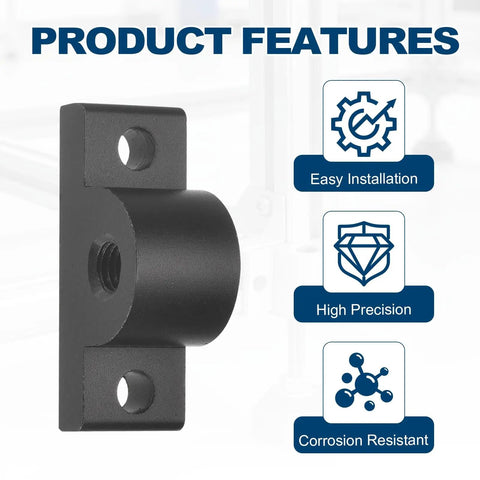 Close-up of black aluminum Six Pack M8 T Slot Leg Connectors Aluminum Corner Brackets For Profile Extrusion Caster Mounting Plates