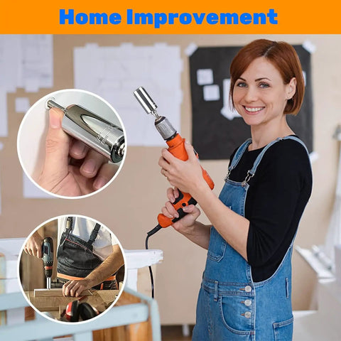 Universal Socket Wrench Kit With Power Drill Adapter, 54 Pin Spring Socket Set in use during home improvement tasks