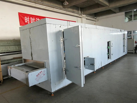 Heavy Duty Tunnel Freezer With Rock Solid Conveyor Belt For Quick Freeze Meat Seafood And Veggies Industrial Iqf Rapid Freezing Machine exterior view in industrial setting.