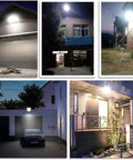 JUDYSSY 800W Solar Floodlight Outdoor Spotlight Ip66 Waterproof with Remote Control illuminating various outdoor locations.