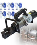 Pro Level Heavy Hitter Electric Rebar Cutter And Bender Machine with gloves for high-strength jobs, ideal for contractors.