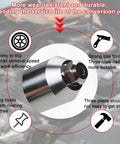 Close-up of Pro Grade Rivet Gun Adapter Kit For Cordless Drills With Alloy Steel Head and features highlighted in red
