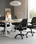 Ergonomic Mid Back Mesh Office Chair With Lumbar Support All Day Comfort For Work From Home around conference table.