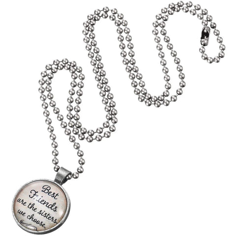 Necklace with "Best friends are the sisters we choose" pendant and bead chain