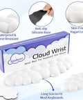 Cloud Wrist Rest Keyboard Pad With Memory Foam And PU Leather For Palm Support shown in packaging, anti-slip base visible