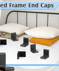 Give Your Floors A Sweet Makeover With These 8 Piece Rubber Bed Frame End Caps 1.5 Inch L Shape Angle Iron Covers Black Anti Slip Heavy Duty Furniture Leg Protectors For Metal Shelves Home Office displayed on a bed.
