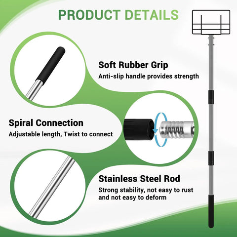 8 Foot Edge Protector Extension Handle For V Shaped Edge Corner Guards And Flatbed Edge Protectors Detachable Spiral Rod Handle Only For No Climb Needed Safe Cargo Loading And Easy Install with rubber grip, spiral connection, stainless steel rod, and detailed product features.