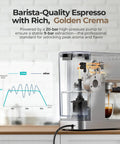 Top Shelf One Touch Espresso Machine With Smooth Milk Frother And Instant Cold Brew Maker showing barista-quality espresso with rich crema.
