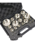 Premium Diamond Coated Hole Saw Bits Set For Drilling Tile Glass Marble Granite And Stone With Cup Shape Design That Provides Smooth Clean Holes Without Chipping Or Cracking While Matching Your Standard Handheld Power Drill For Super Easy Home. 19pc case set