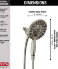 4-Setting In2ition 2-In-1 Dual Shower Head With Handheld Spray, Brushed Nickel Detachable Head With Hose, 1.75 GPM Flow, Stainless 58499-SS, Boss Level Shower Vibe For Any Bathroom, diagram with dimensions.