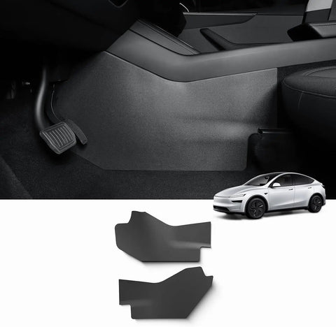 Heavy Duty Kickproof Console Guard For Tesla Model Y Juniper And Model 3 Highland custom fit shield shown in car interior.